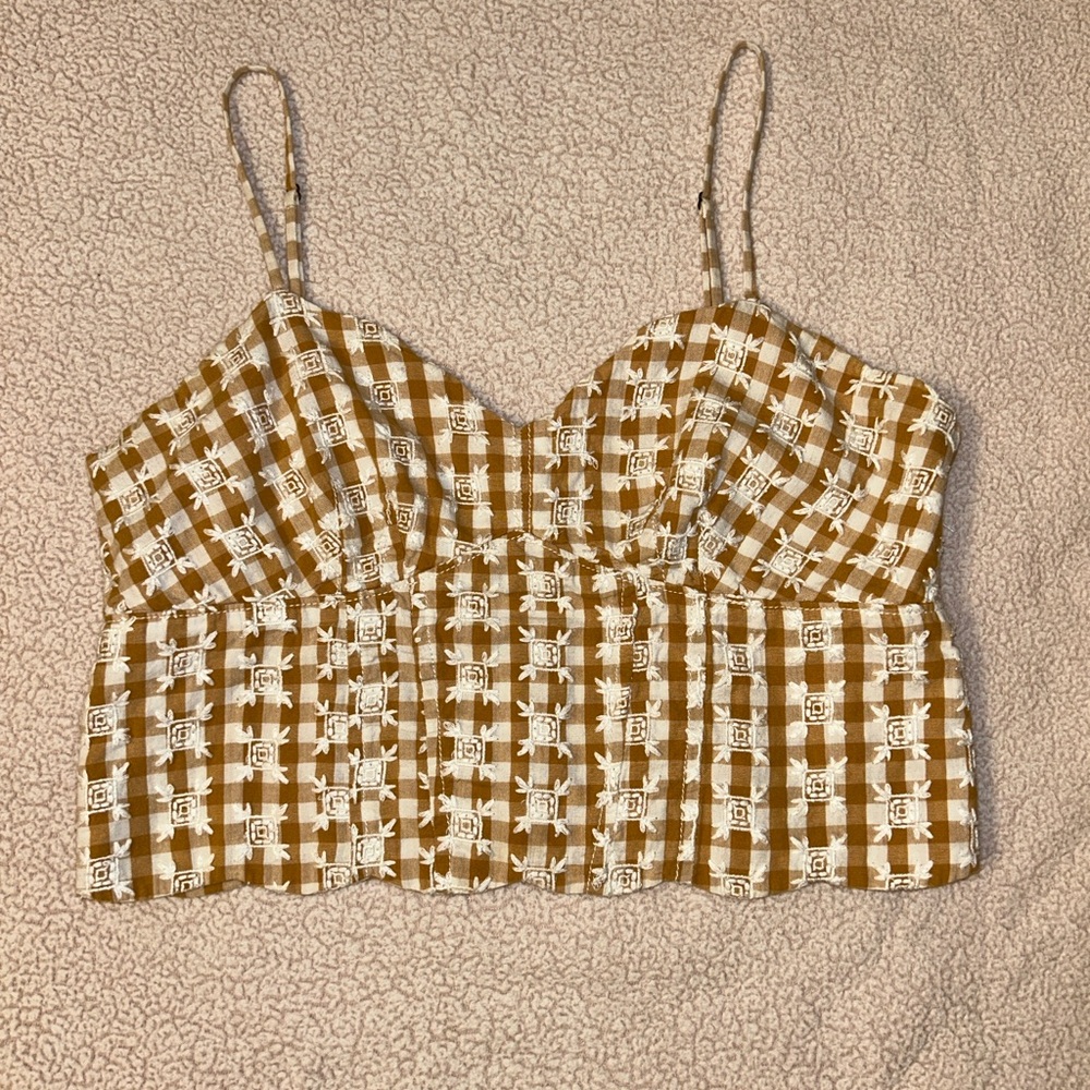 Mustard Yellow Gingham Tank top